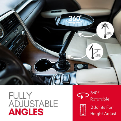 Macally Car Cup Holder Tray and Cup Holder Expander with Phone Slot - Enjoy Your Meal - 9" Car Food Tray Table and Drink Holder for Yeti, Hydroflask, etc.