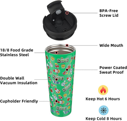 BJPKPK 22oz Insulated Tumbler With lid And Straw Stainless Steel Tumblers Travel Coffee Mug Reusable Thermal Cup,Sky