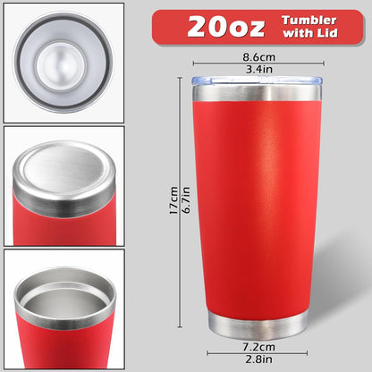 AIANJI 20oz Tumbler Bulk Stainless Steel Tumblers with Lid Vacuum Insulated Double Wall Travel Coffee Mug Powder Coated Tumbler Cup for Hot and Cold Drinks(Stainless Steel, 1 pack)
