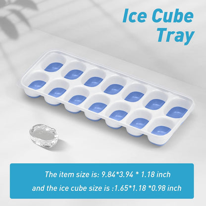 ChefAide 4‑Pack Ice Cube Trays with Lids, 56‑Cube Total Stackable Freezer Ice Trays, Durable Silicone & Plastic Easy‑Release Ice Molds for Cocktails, Coffee & Drinks