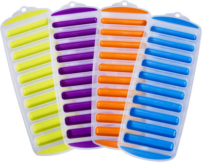 Ozera 4 Pack Ice Cube Trays, Narrow Water Bottle Ice Cube Tray Stick, Silicone Ice Trays for Freezer with Easy Push and Pop Out Material, Ideal for Sports and Water Bottles