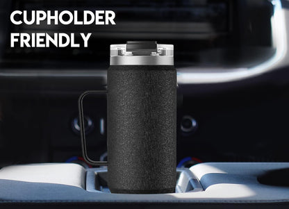 Meoky 32oz Tumbler with Handle, Stainless Steel Travel Mug with 2-in-1 Straw and Sip Lid, Vacuum Insulated Coffee Mug, 100% Leak Proof, Keeps Cold for 24 Hours or Hot for 8 Hours (Sky)