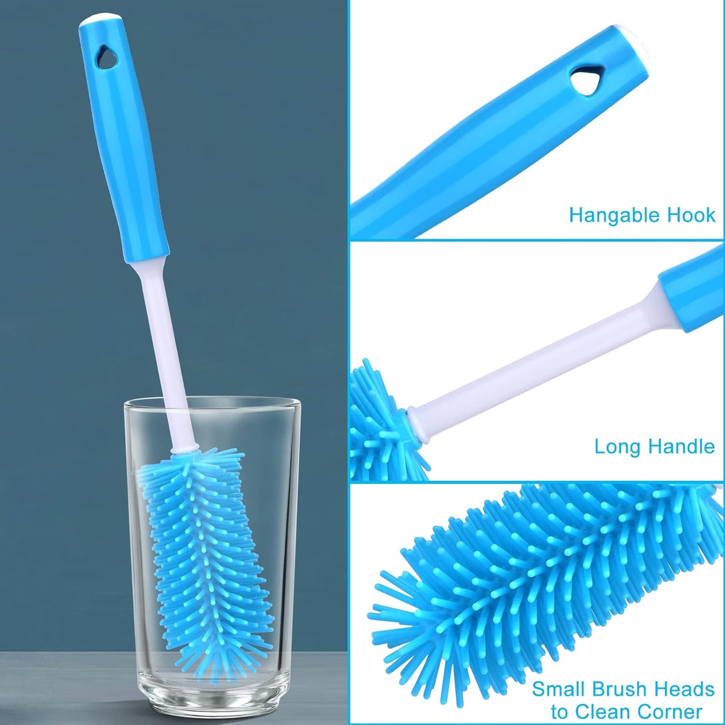XANGNIER 5 Pcs Water Bottle Cleaner Brush Set for Owala 24oz/32oz/40oz Cup,Multifunctional Bottle Brush and Long Straw Cleaner Brush,Cleaning Kit for Owala/Stanley/Yeti Tumbler Cup Accessories