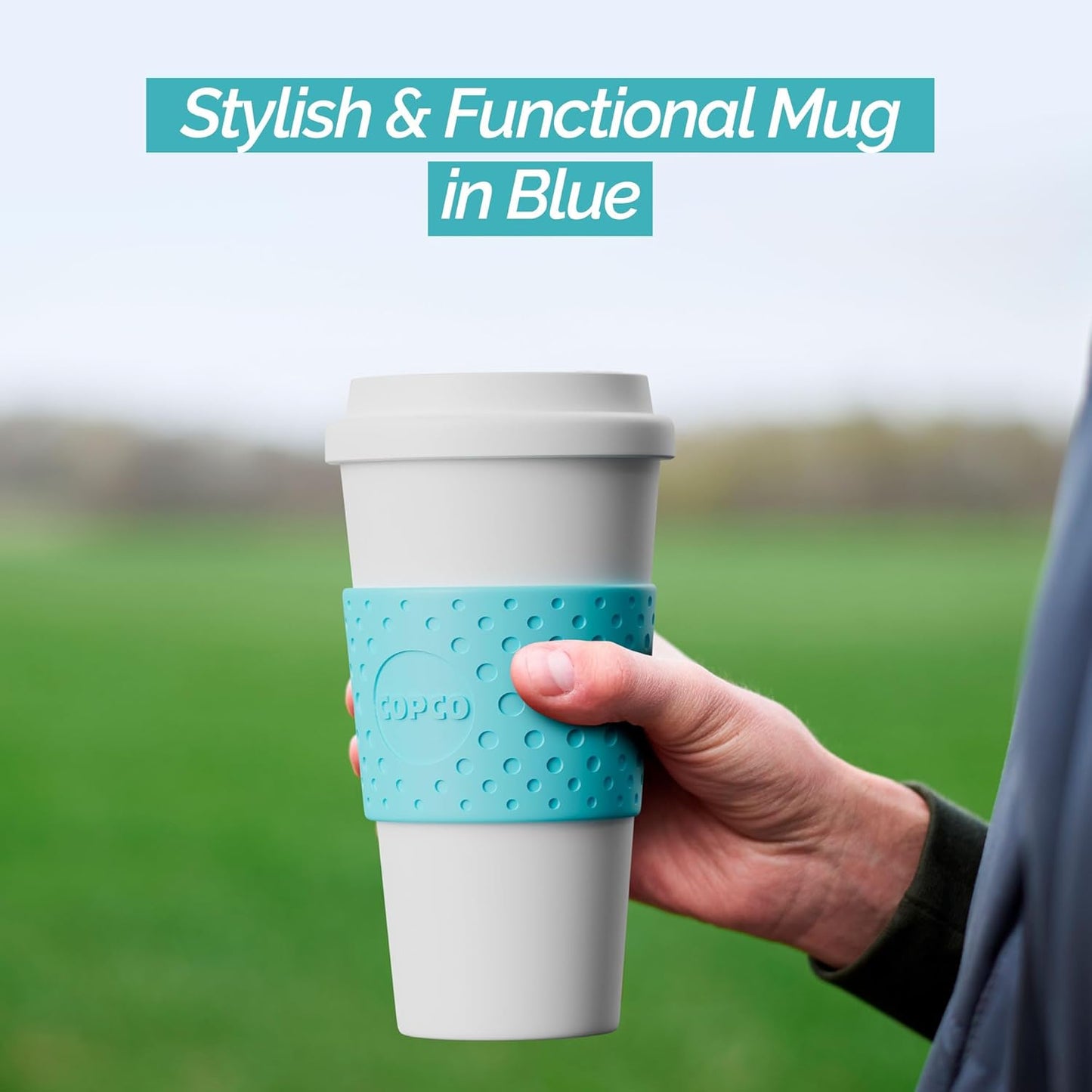 Copco Acadia 16 oz Travel Mug - Insulated Reusable Coffee Tumbler with Double-Walled Plastic, Leak-Proof Lid, BPA-Free - Portable Mug for Hot & Cold Drinks, Cup Holder Friendly (Blue)