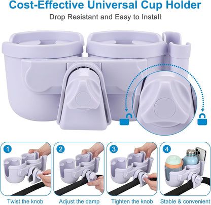 Accmor Stroller Cup Holder with Phone Holder, Bike Cup Holder, Universal Cup Holder for Uppababy Nuna Doona Strollers, 2-in-1 Cup Holder for Walker, Wheelchair, Scooter - Colors A