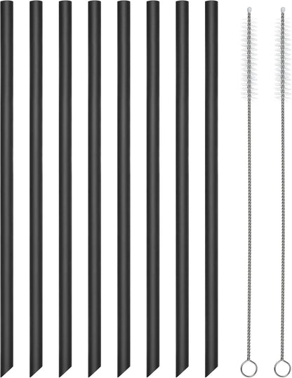 Reusable Silicone Drinking Straws, 8 Pcs Long Straight Flexible Clear Straws with 2 Cleaning Brushes for 20 oz Rtic/Ozark/Stanley Tumblers, BPA free, no Rubber Taste