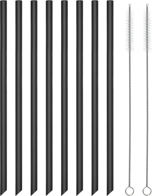Reusable Silicone Drinking Straws, 8 Pcs Long Straight Flexible Clear Straws with 2 Cleaning Brushes for 20 oz Rtic/Ozark/Stanley Tumblers, BPA free, no Rubber Taste