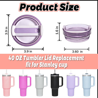 40 OZ Tumbler Lid Replacement Compatible for Stanley Quencher H2.0, 1 Pack BPA Free Clear Lid Replacement for Stanley Cup Accessories(Clear-White)