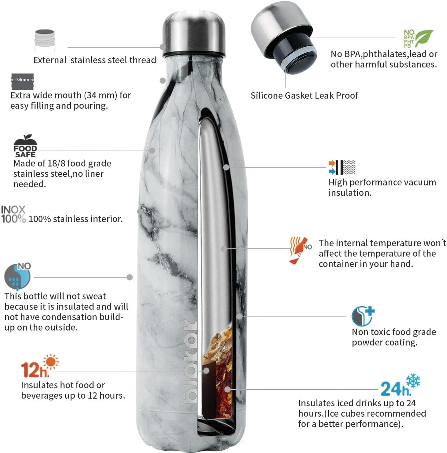 BJPKPK Insulated Water Bottle 12oz Small Stainless Steel Water Bottles Reusable Metal Thermal Keep Cold and Hot,Dreamy Purple - Colors A