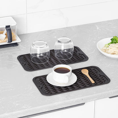 MicoYang Silicone Dish Drying Mat for Multiple Usage,Easy clean,Eco-friendly,Heat-resistant Silicone Mat for Kitchen Counter,Sink,Bar,Bottle,or Cup Green M 17 inches x 6 inches
