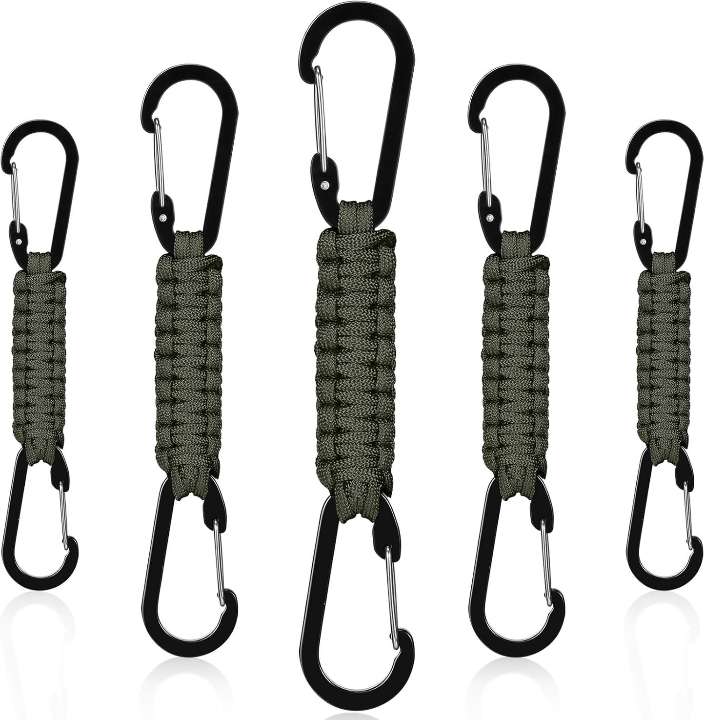 Ferraycle 5 Pcs Paracord Keychain Carabiner Clip Braided Lanyard Water Bottle Clips Tactical Keychain Backpack Accessories