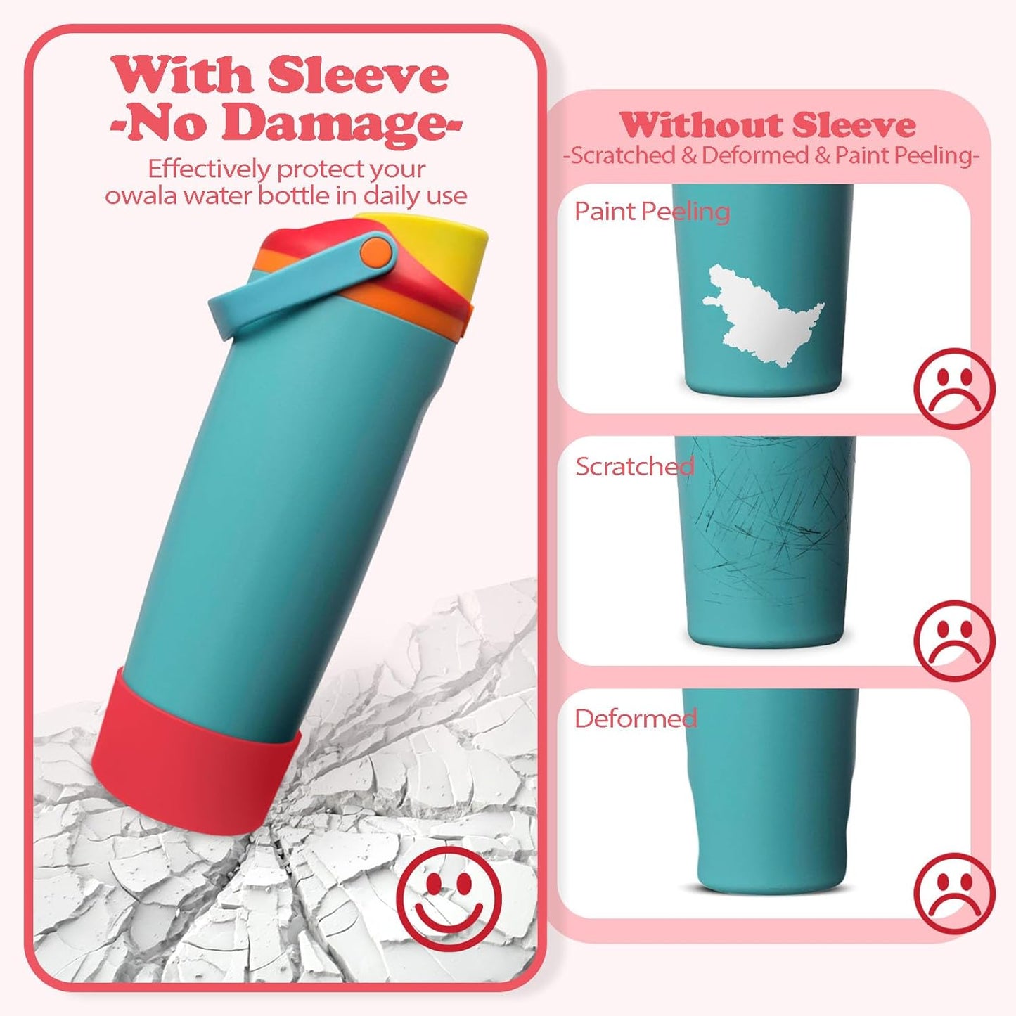 2PCS Silicone Boots for Owala 30oz & 40oz FreeSip Sway Bottles & Tumblers – Non-Slip, Scratch-Resistant, Stability Enhancer for Owala Accessories (Eucalyptus Green) - Colors B
