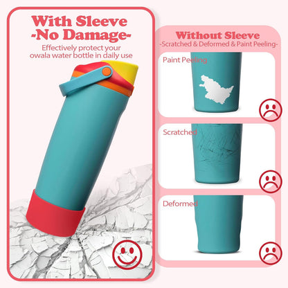 2PCS Silicone Boots for Owala 30oz & 40oz FreeSip Sway Bottles & Tumblers – Non-Slip, Scratch-Resistant, Stability Enhancer for Owala Accessories (Eucalyptus Green) - Colors B