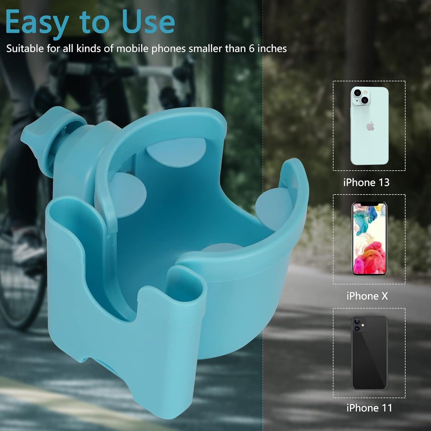 Suranew Universal Stroller Cup Holder, Adjustable Drink Holder with Phone Holder for Baby Stroller, Wheelchair, Walker, Bike, Scooter, Gifts for Family Member.