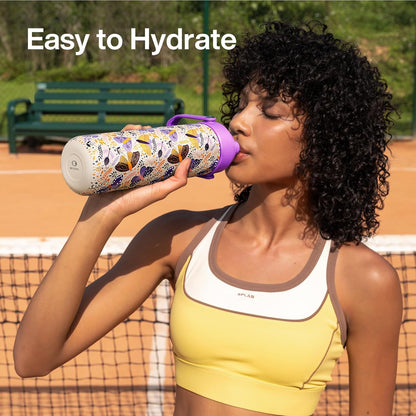 ENCOOL Insulated Water Bottle with Straw Stainless Steel Water Bottle, Leak-Proof, BPA-Free, Double Wall Vacuum Keeps Cold for 24 Hours for Sports, Travel, School (26 oz, Cotton Candy) - Colors A