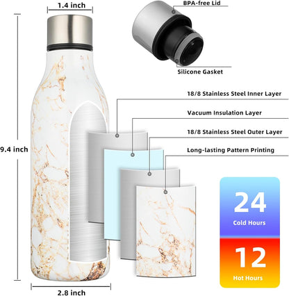 BJPKPK Insulated Water Bottles, 18 oz Stainless Steel Metal Water Bottle with Strap, BPA Free Leak Proof Jugs, Mugs, Flasks, Reusable Thermal Flasks for Sports & Travel, Black - Colors B