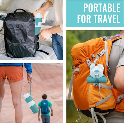 Nefeeko Collapsible Water Bottle, BPA Free 26oz Foldable Water Bottle for Travel Sports, Leak-Proof Spill-Proof Portable Water Bottles with Carabiner, Lightweight
