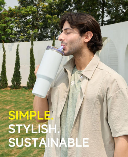 2 Pack Tumbler Flip Straw Lid Replacement Fit for Stanley 40 OZ Quencher, Leak Proof Lid with Straw for Stanley, No Spill Reusable Tumbler Lid Compatible with Stanley Cup Accessories
