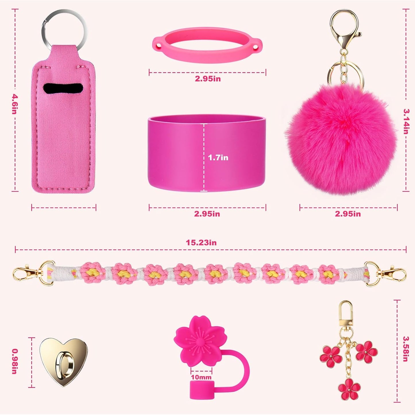 Mity rain Cup Accessories for Stanley Cup 30oz 40oz Tumbler with Handle, Including Water Bottle Handle Strap, Chapstick Holder, Boot, Keychain Charms, Straw Topper Cover Cap for Stanley (Purple)