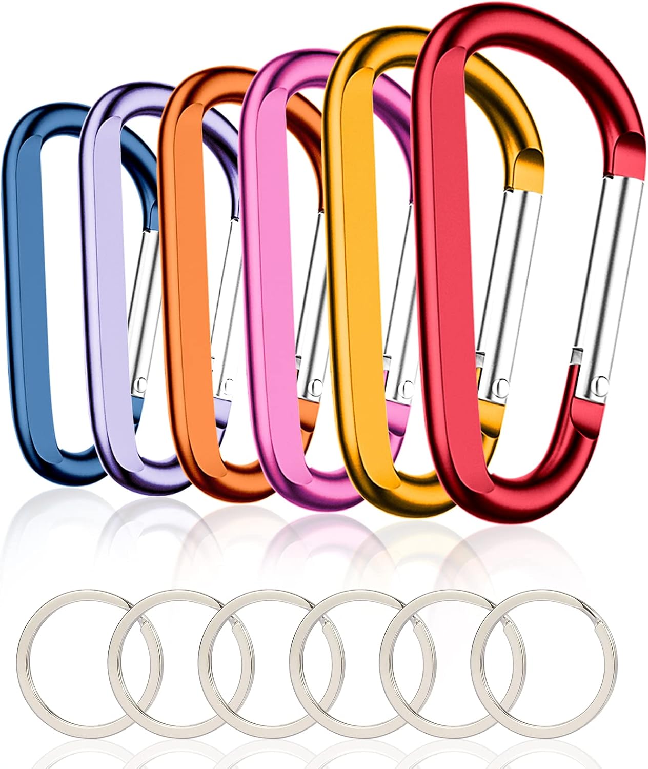 CampTek Carabiner Caribeaner Clip,3" Large Aluminum D Ring Shape Carabeaner with Keyring Keychain Hook