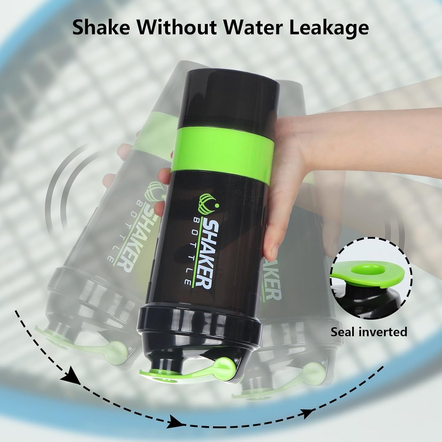 XTK Shaker Bottle 16OZ Protein Shaker Bottles with Mix Ball Sports Water Bottle Leak Proof GYM Cup for Protein Mixes with Powder Storage & Pill Organizer, Ideal for Pre Workout,BPA Free(black)