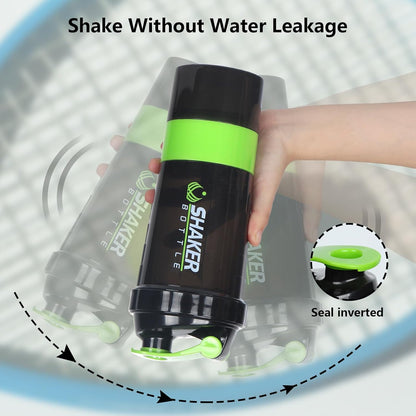 XTK Shaker Bottle 16OZ Protein Shaker Bottles with Mix Ball Sports Water Bottle Leak Proof GYM Cup for Protein Mixes with Powder Storage & Pill Organizer, Ideal for Pre Workout,BPA Free(black)
