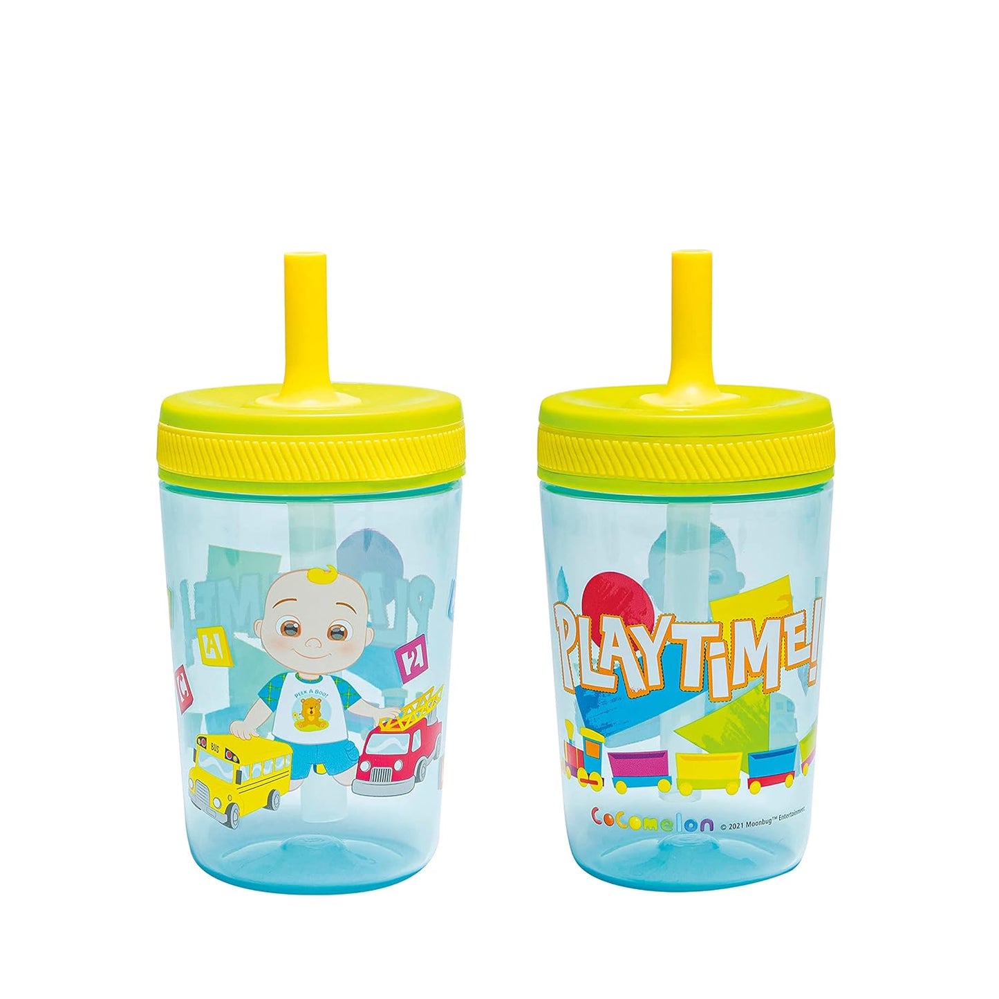 Zak Designs 15oz Bluey Kelso Tumbler Set, Leak-Proof Screw-On Lid with Straw Made of Durable Plastic and Silicone, Perfect Bundle for Kids, 2 Count (Pack of 1) - Colors A
