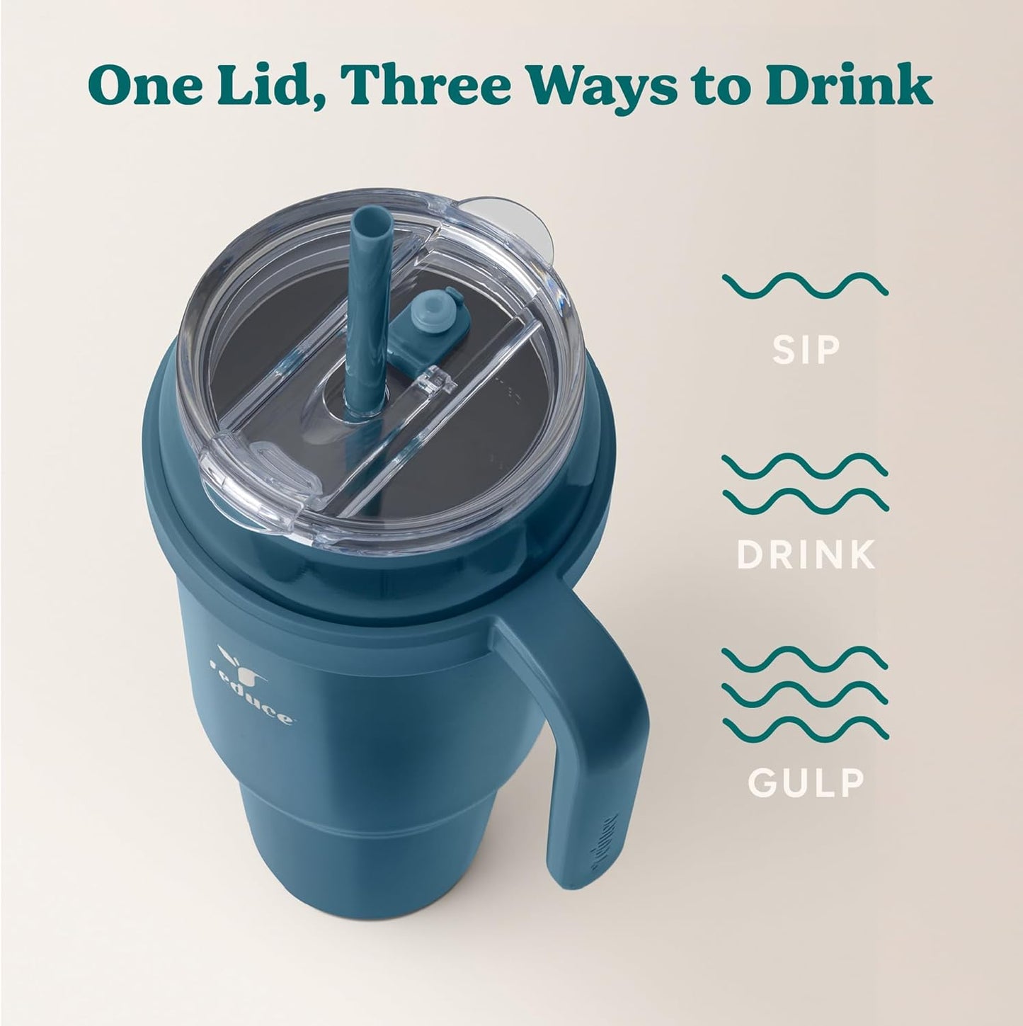 REDUCE 24 oz Stainless Steel Tumbler with Handle - Dual-Wall Vacuum Insulated Travel Mug, Sweat-Proof Lid & Reusable Straw - Keeps Drinks Cold for 24 Hrs, Fits Cupholders, Dishwasher Safe - Lilac Bud