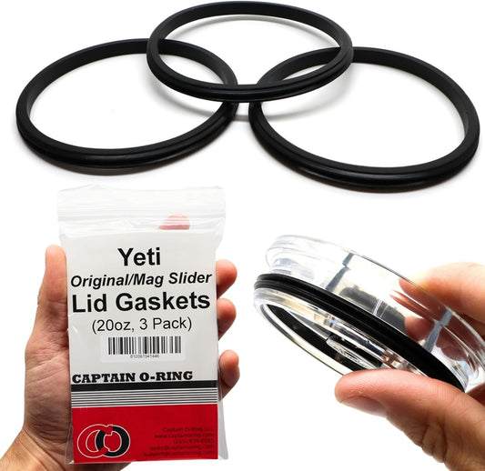 Captain O-Ring – Replacement Lid Seal Gaskets for Yeti Stainless Steel Insulated Tumbler Mugs (3 Pack) [20 oz Lid Size]