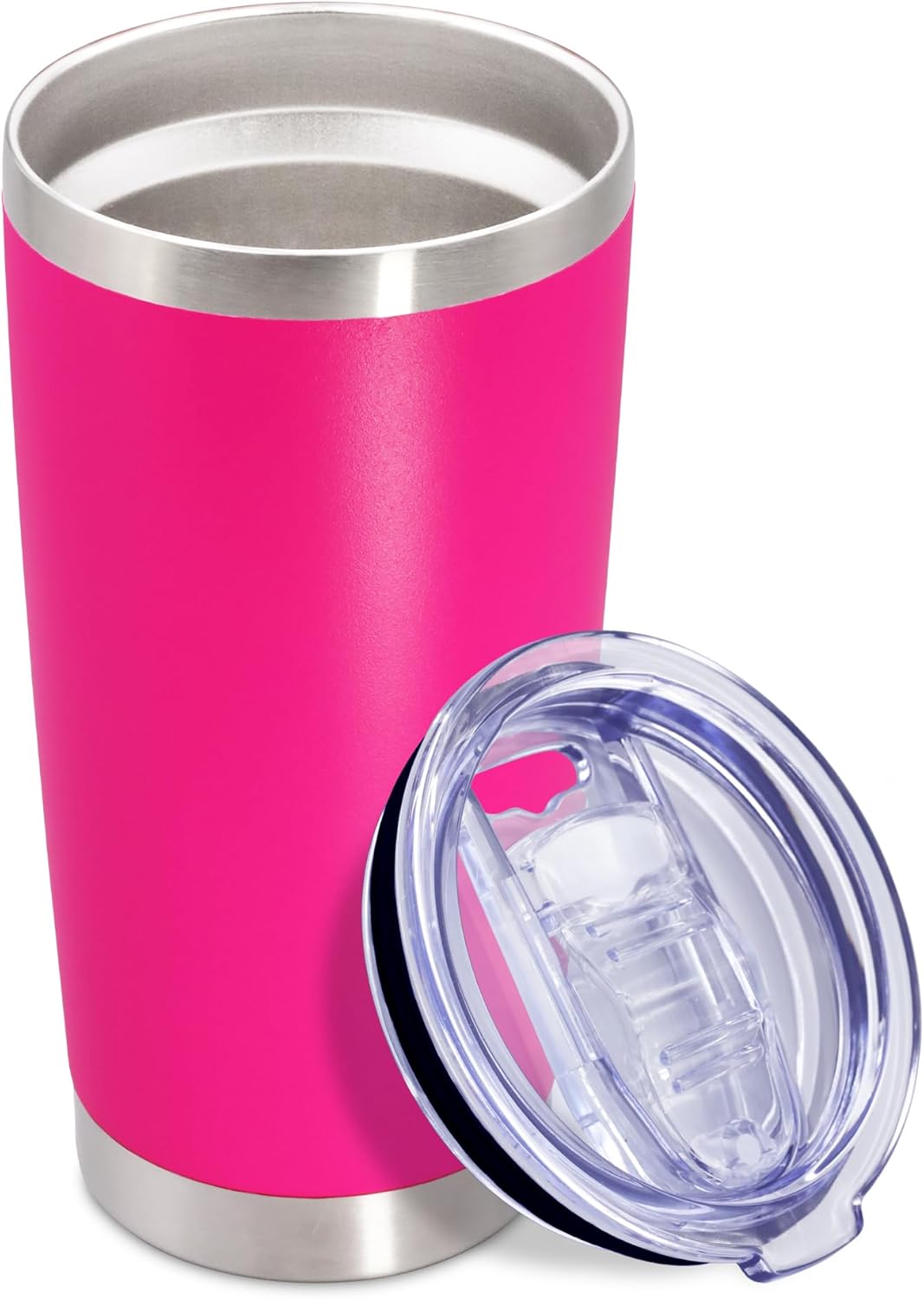 20 oz Tumbler Coffee Travel Tumblers Bulk with Lid Stainless Steel Double Wall Vacuum Insulated Mug Powder Coated Cups fit Car Cupholder for Hot and Cold - Stainless Steel, 4Pack