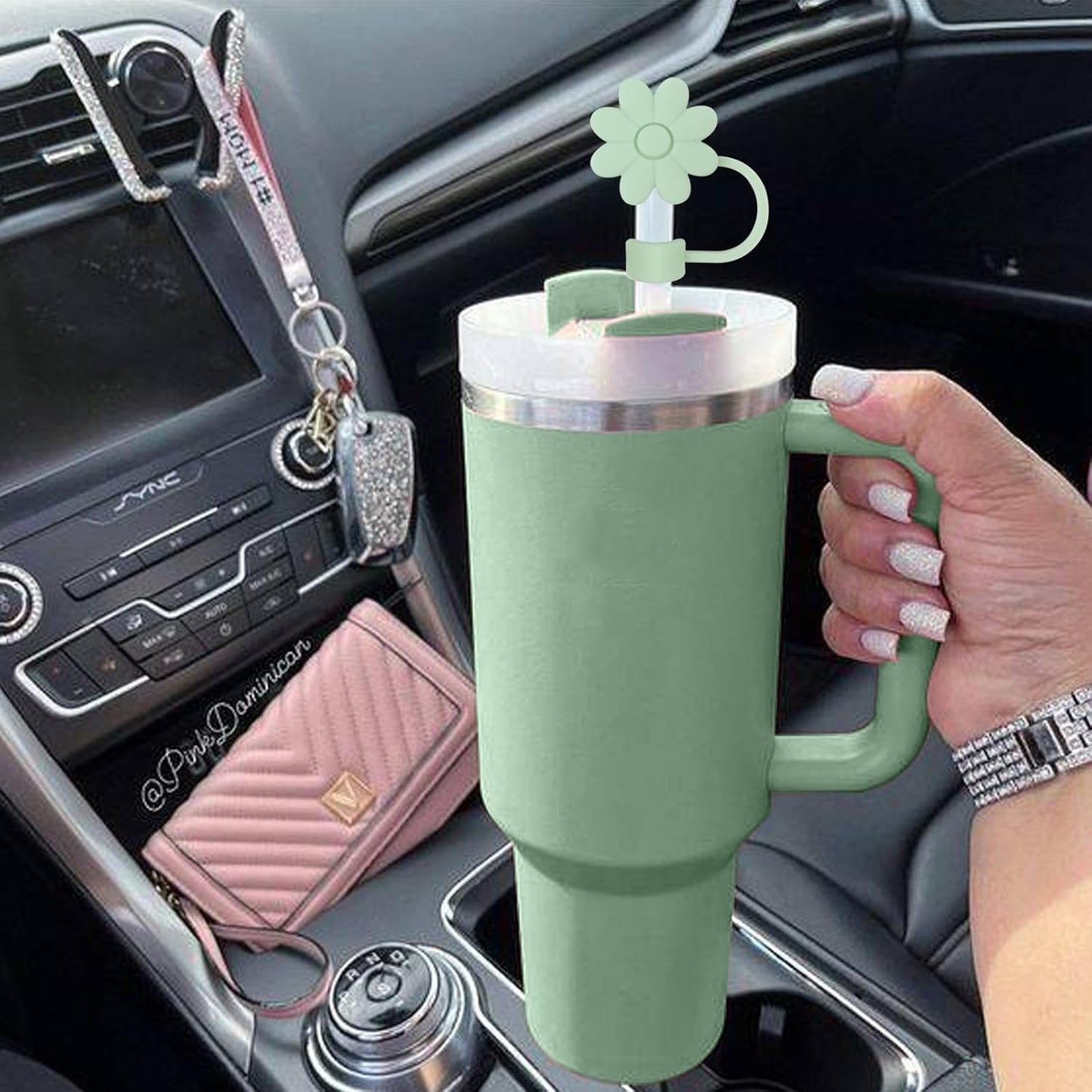 Flower Straw Covers Toppers for Stanley Cups 30&40 Oz Tumbler with Handle Accessories 4PCS Silicone Straw Caps Reusable Straws Tips Protectors for Stanley Cup 10mm 0.4in Straws,Off White