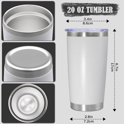 20 oz Tumbler Coffee Travel Tumblers Bulk with Lid Stainless Steel Double Wall Vacuum Insulated Mug Powder Coated Cups fit Car Cupholder for Hot and Cold - Stainless Steel, 4Pack
