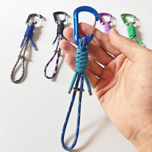 Paracord Keychain - Triangle/D-Shaped Carabiner Clip with Lanyard for Hanging Water Bottle, Key, Backpacks and More