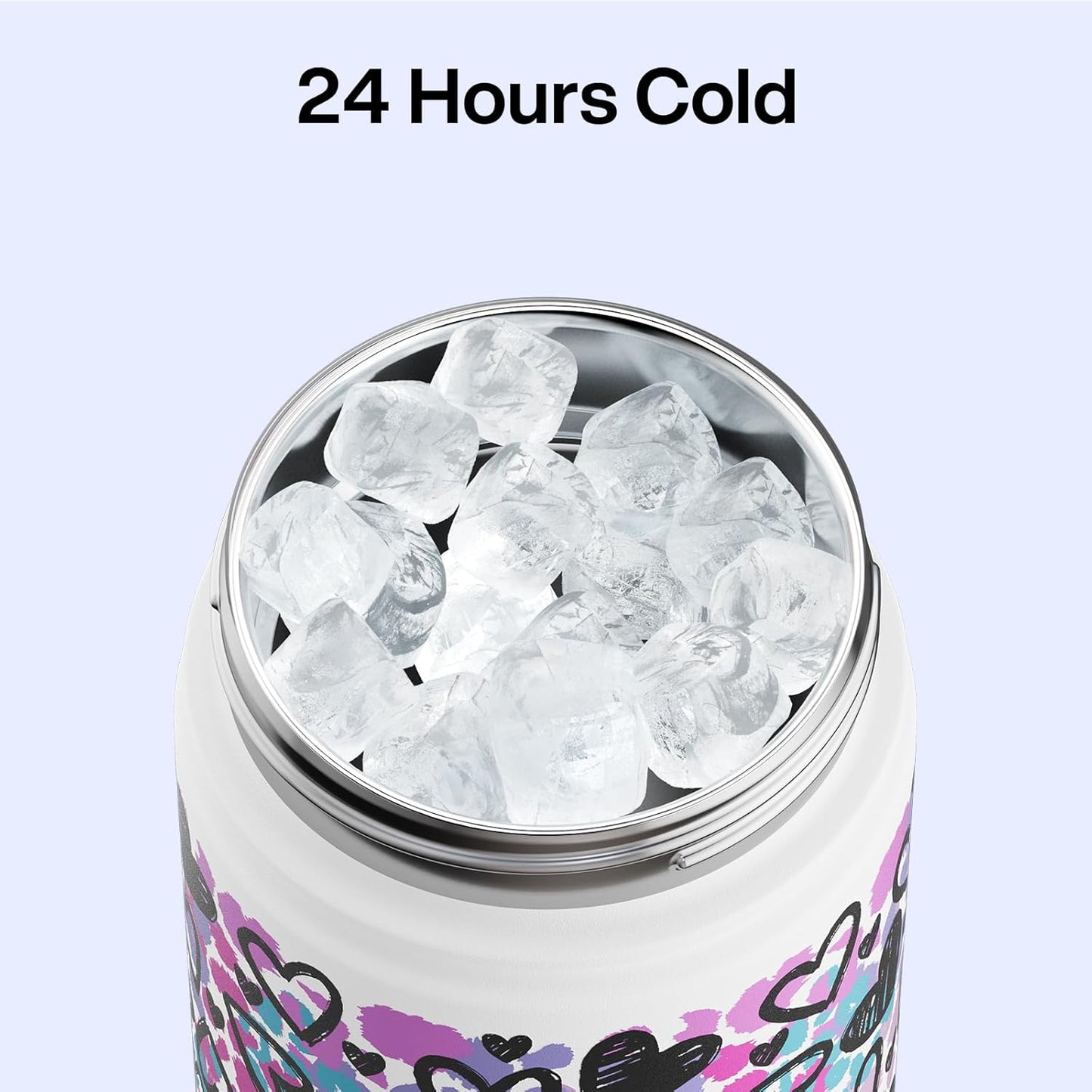 ENCOOL Insulated Water Bottle with Straw Stainless Steel Water Bottle, Leak-Proof, BPA-Free, Double Wall Vacuum Keeps Cold for 24 Hours for Sports, Travel, School (26 oz, Cotton Candy) - Colors C