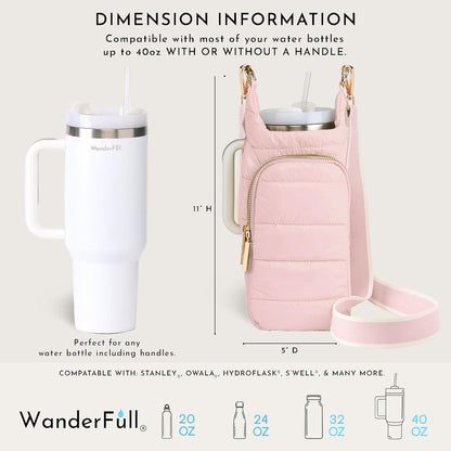 WanderFull Original HydroBag Handle® Zipper Slot for Handle, Hands-Free Crossbody Water Bottle Holder & Tumbler Accessories