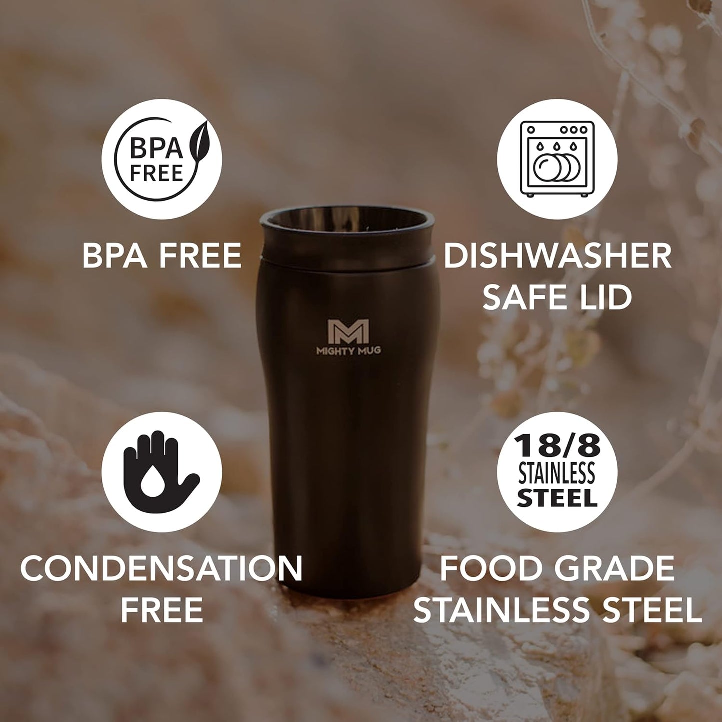 Mighty Mug | The Untippable Mug | Grips When Hit, Lifts for Sips | Insulated Stainless Steel Tumbler | Cupholder Friendly | Gifts for Women Men All | Leakproof | 6 Hour Hot / 24 Cold | 16oz | Teal