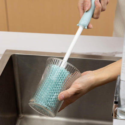 Chemimoso Silicone Bottle Cleaning Brush, 13.4in Long Handle Water Cup Bottles Cleaner for Baby Bottles, Stanley Mug, Sports Bottle, Glass Vase, with a Tiny Cup Lid Gap Cleaning Brush, z Blue
