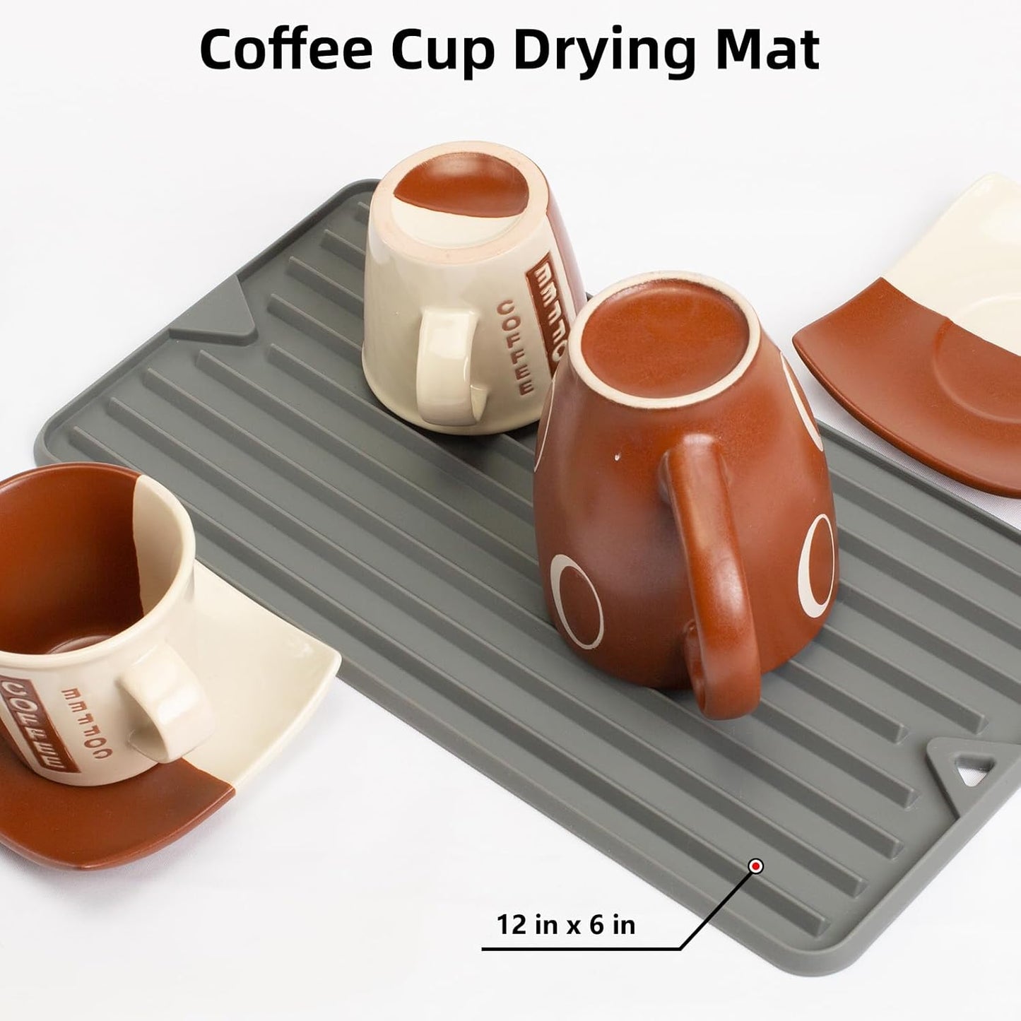 Dish Drying Mat, Mini Silicone Drying Mat for Kitchen Counter, Heat Resistant Silicone Mat for Countertop Protector, Super Thick Non-Slip Dish Drying Pad for Coffee Cup/Bottle/Glassware