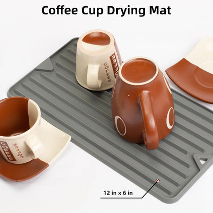 Dish Drying Mat, Mini Silicone Drying Mat for Kitchen Counter, Heat Resistant Silicone Mat for Countertop Protector, Super Thick Non-Slip Dish Drying Pad for Coffee Cup/Bottle/Glassware
