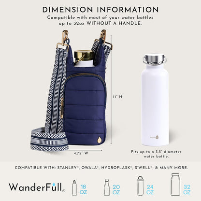 WanderFull Original HydroBag Fits Up to 32 oz Water Bottle Holder with Strap – Hands-Free Crossbody Water Bottle Carrier Bag with Phone Pocket - Colors A