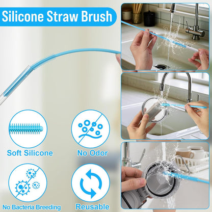 XANGNIER 5 Pcs Water Bottle Cleaner Brush Set for Owala 24oz/32oz/40oz Cup,Multifunctional Bottle Brush and Long Straw Cleaner Brush,Cleaning Kit for Owala/Stanley/Yeti Tumbler Cup Accessories
