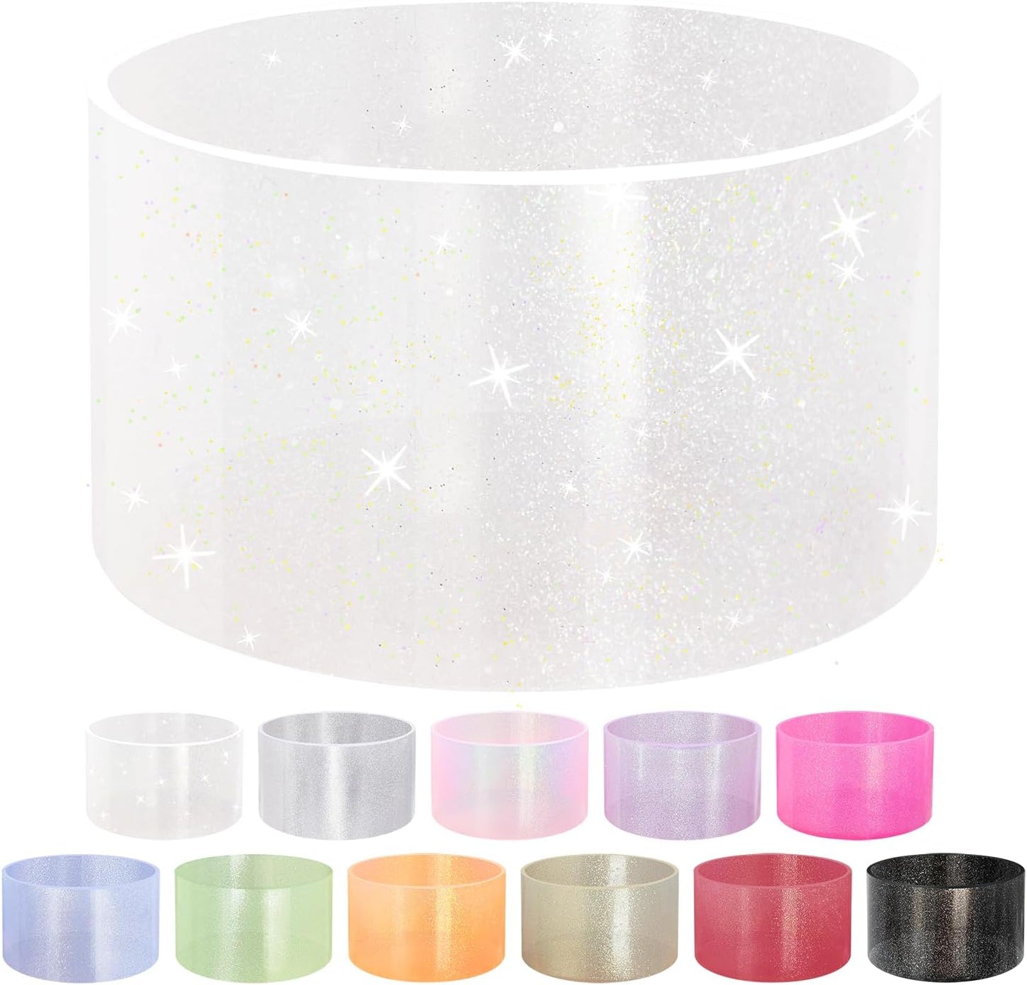 Jelly Luster Glitter Silicone Transparent Boot for Stanley 20-40oz, Compatible with Hydro Flask or Other Water Bottle Tumbler, 2.85-3.0 inch Protective Anti-Slip Bottom Sleeve Cover