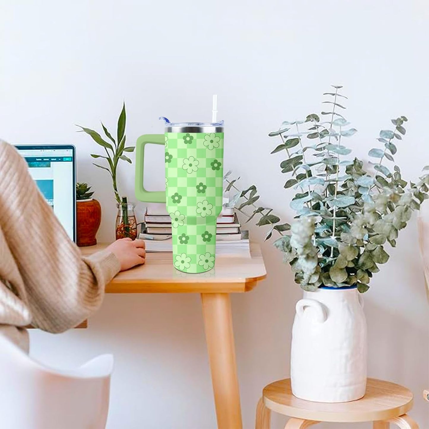 40 oz Tumbler with Handle and Straw Lid Leak Proof | You're Awesome Inspirational Mother's Day Birthday Gifts for Women Men Coworker Friends | Stainless Steel Cup Dishwasher Safe