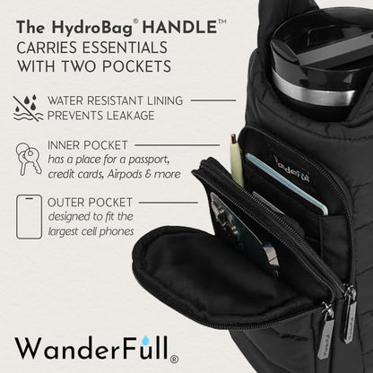 WanderFull Original HydroBag Handle® Zipper Slot for Handle, Hands-Free Crossbody Water Bottle Holder & Tumbler Accessories