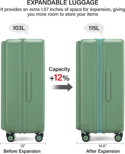 Hanke 20 Inch Expandable Carry On Luggage with Cup Holder 22x14x9 Airline Approved, Top Opening Hard Shell Suitcases with Wheels, Carry-On Travel Suitcase Trunk Luggage with Lock, Smoke White