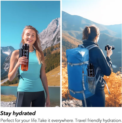32oz Water Bottle with Time Marker, Motivational Drinking Bottle with Strap, BPA-Free Leak-Proof, Encouraging Water Bottle Time to Drink Water for Gym School Office Travel