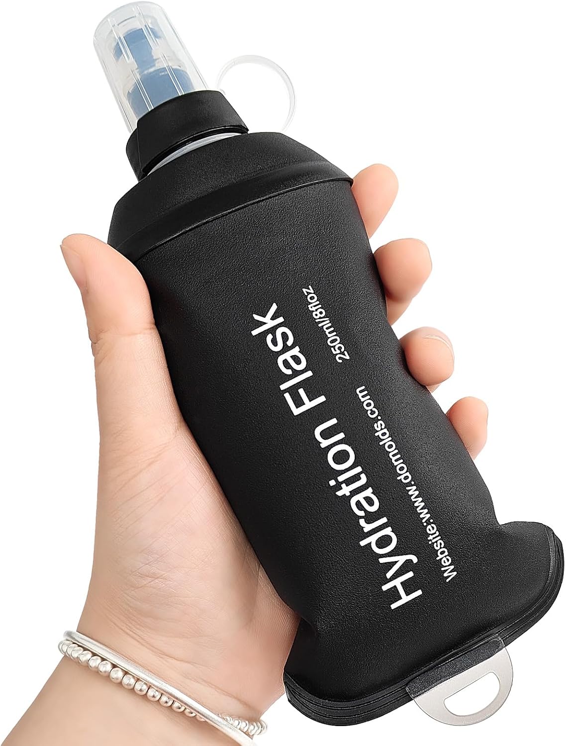 GYGYL Soft Flask, TPU Collapsible Soft Water Bottle for Hydration Pack, Running Vest, Leak-Proof Folding Water Bottle for Hiking Cycling Climbing Jogging-250ml Grey