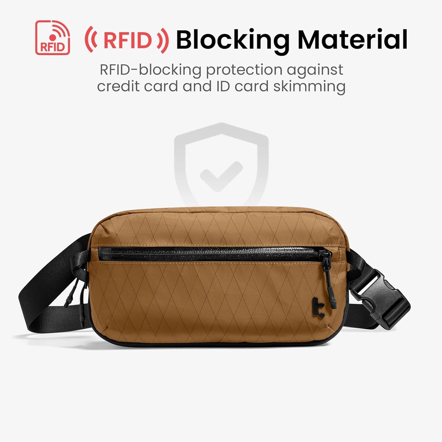tomtoc 3.5L Sling Bag with RFID Blocking, Crossbody Bag Chest Shoulder Pack for Men and Women, Water-resistant Lightweight Casual Waist Fanny Pack for Travel/Daily Use