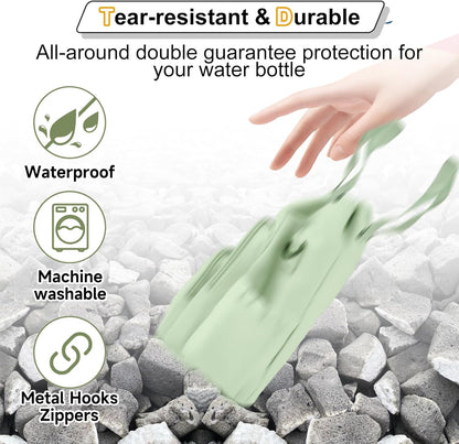 Water Bottle Holder with Strap, 4 Big Pockets with Compartment, 24oz/32oz/40oz Crossbody Water Bottle Carrier Bag