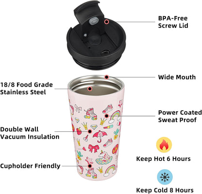BJPKPK 22oz Insulated Tumbler With lid And Straw Stainless Steel Tumblers Travel Coffee Mug Reusable Thermal Cup,Sky